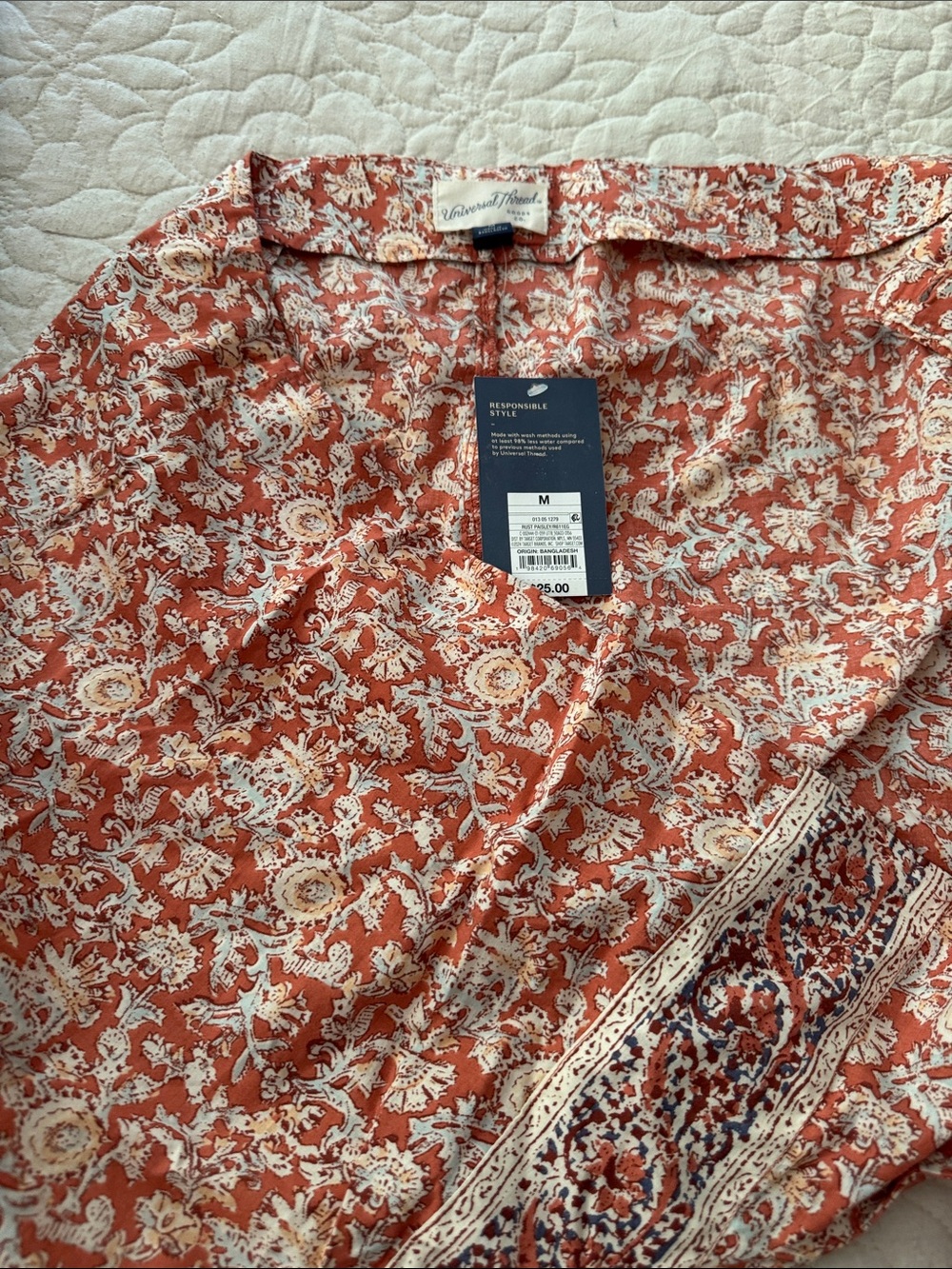 Universal Thread Rust and Cream Floral Mini Skirt